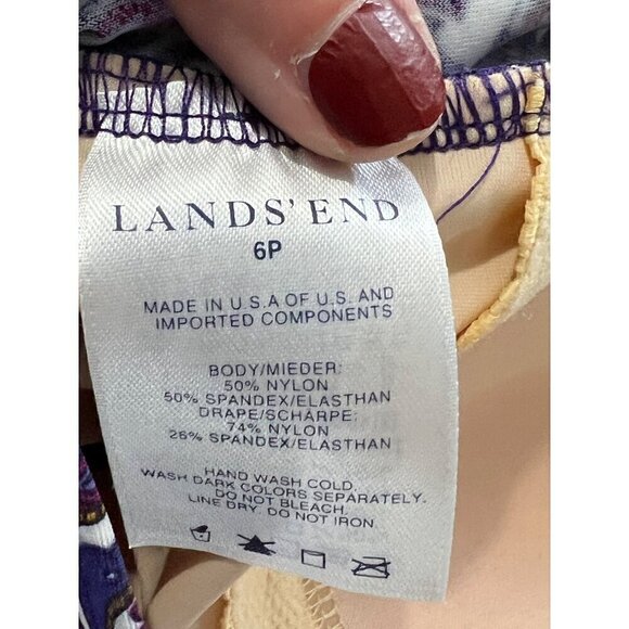 Lands' End Women's 6P Halter Swimsuit Paisley Petite Vacation Resort Summer - Picture 4 of 6